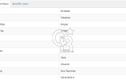 Kırıkkale Yahşihan Tek Tapu 7.820 m² Satılık Arsa