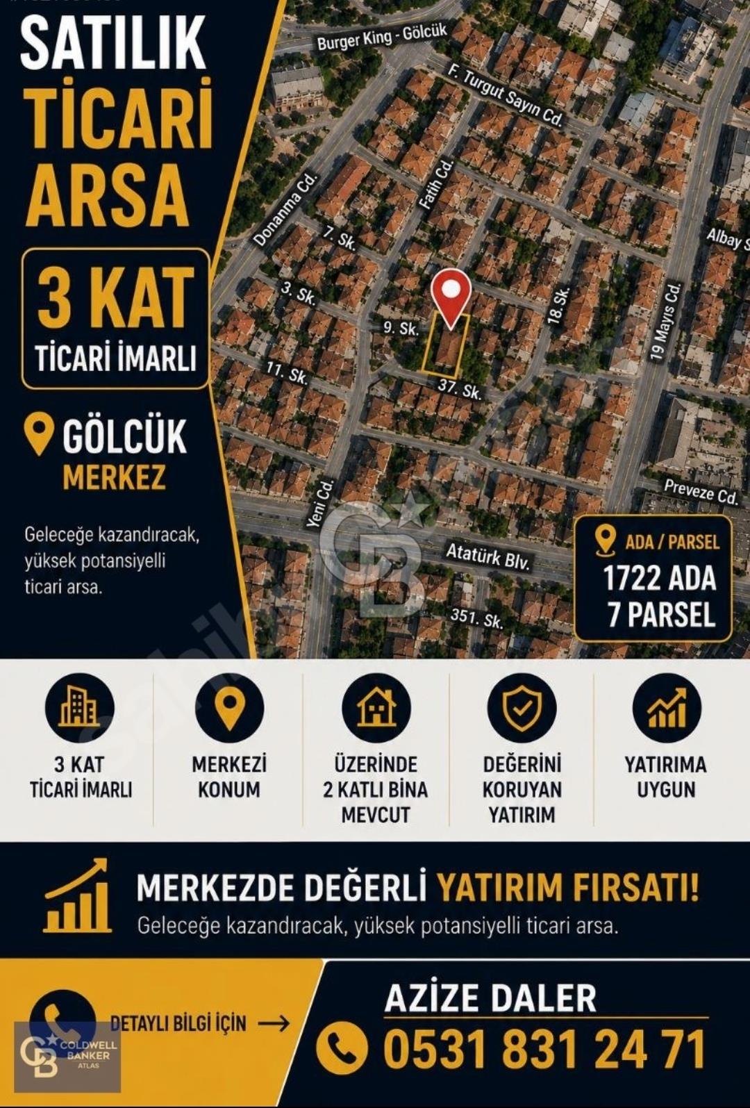 Gölcük Merkez 3 Kat Ticari imarlı arsa