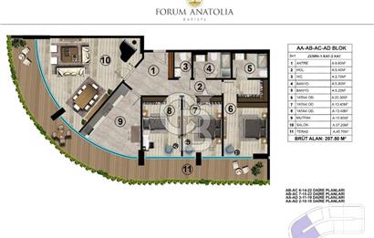 FORUM ANATOLİA'DA SİTE İÇİ CEPHE 3+1 KİRALIK GENİŞ ARA KAT DAİRE