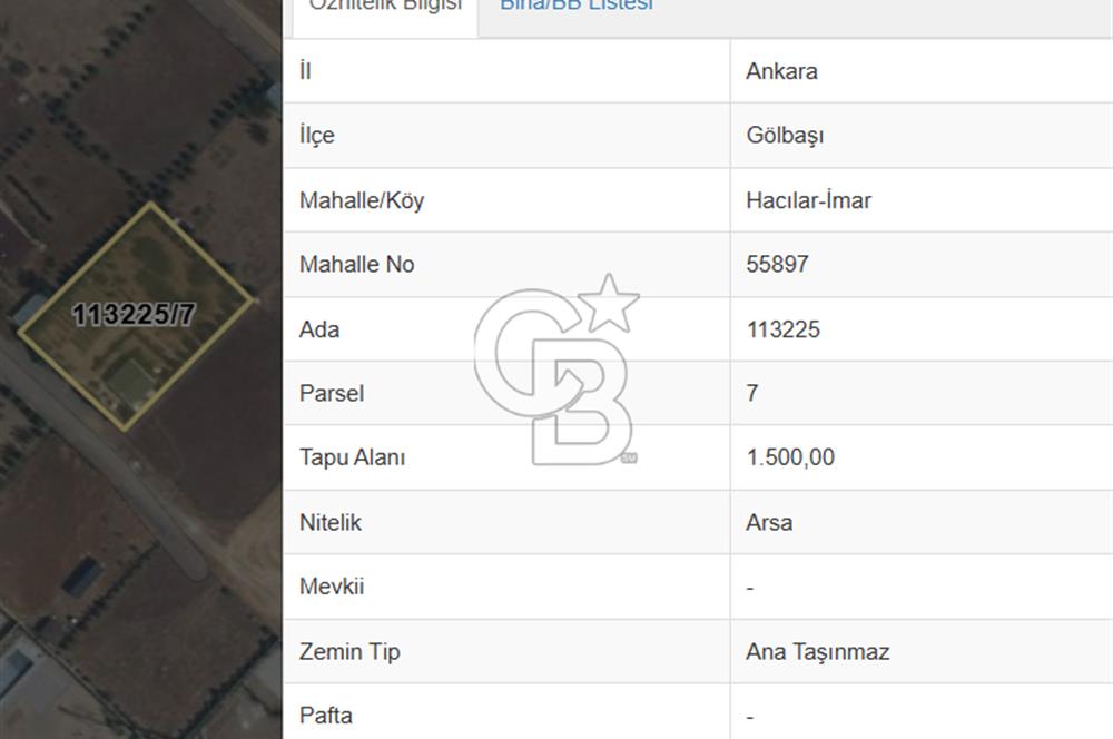 GÖLBAŞI HACILAR'DA İMARLI ARSA + 1+1 KONUT + MEYVE BAHÇESİ
