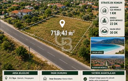 Denizli Acıpayam'da İmarlı, Asfalt Cepheli Satılık Arsa (718m²)