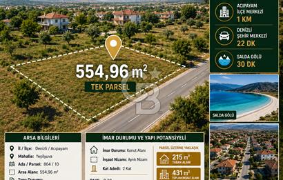 Denizli Acıpayam'da İmarlı, Asfalt Cepheli Satılık Arsa