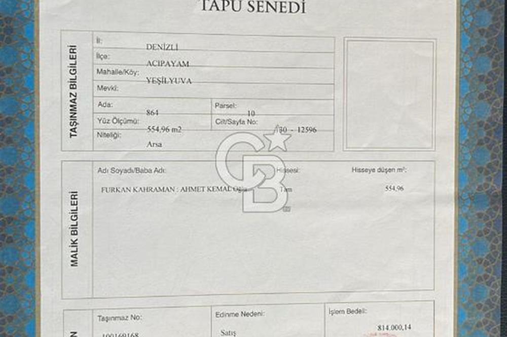 Denizli Acıpayam'da İmarlı, Asfalt Cepheli Satılık Arsa