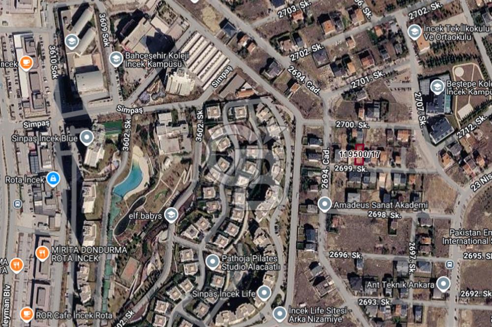 İNCEK TEK YAPI SİTESİ 345 m² 0,50 EMSAL SATILIK ARSA