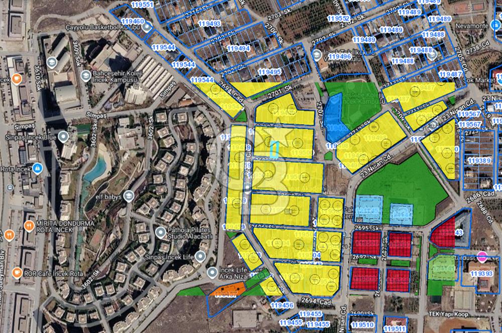 İNCEK TEK YAPI SİTESİ 345 m² 0,50 EMSAL SATILIK ARSA
