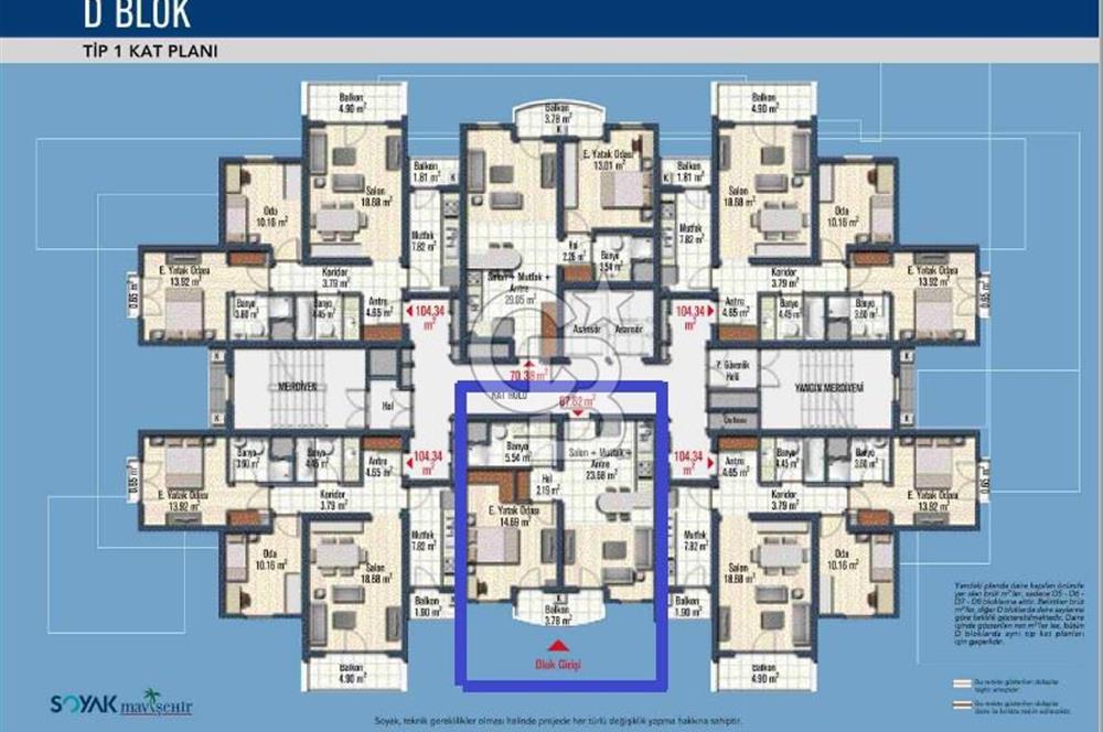 Mavişehir Soyak B Etap Havuz & Peyzaj Kiralık 1+1 68 m² Daire
