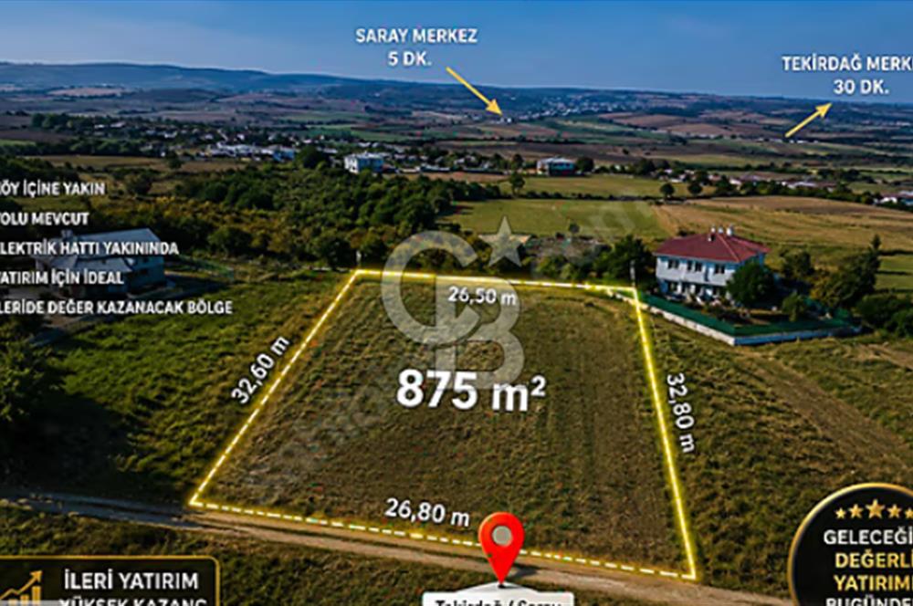 Tekirdağ Saray Kurtderede Yatırımlık 875 m² Fırsat-Tarla