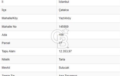 ÇATALCA YAZLIKKÖY'DE TEK TAPU SATILIK TARLA GÜÇLÜ YATIRIM