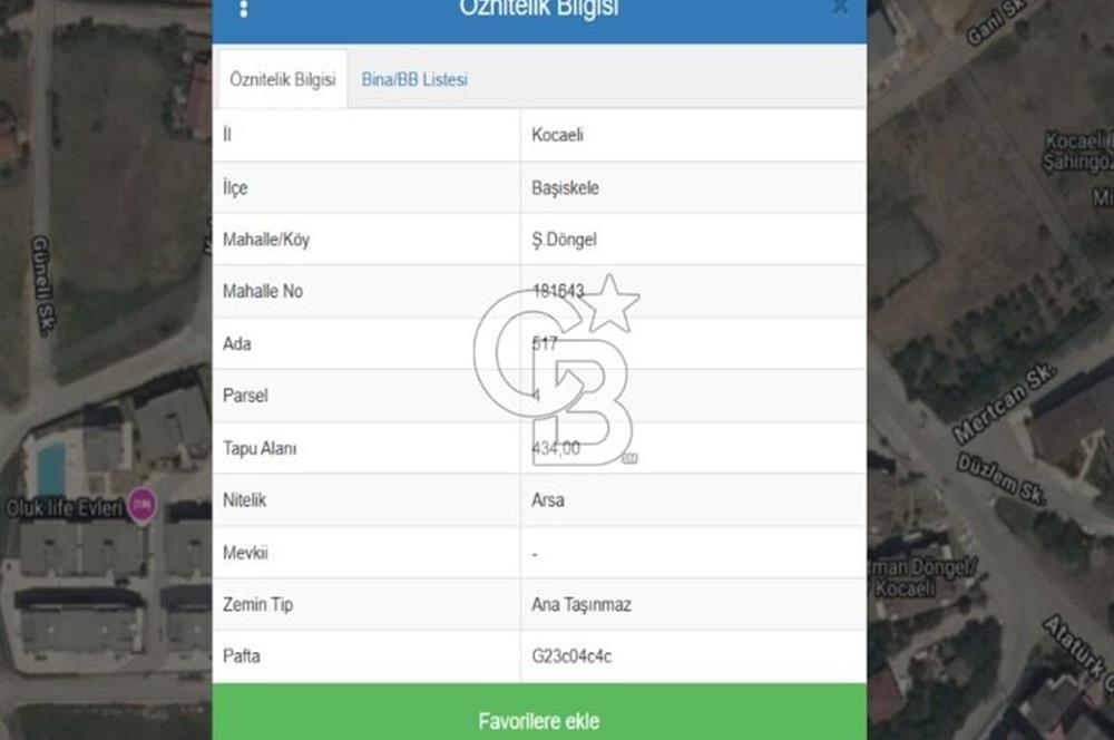 BAŞİSKELE BARBAROS MAHALLESİ'NDE SATILIK 434 m² İMARLI ARSA