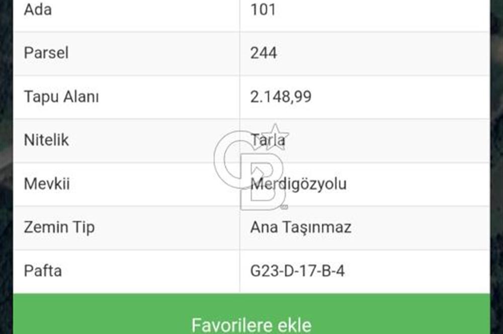 FULACIK'TA 2148 m² ORMAN VE GÖL MANZARALI %5 İMARLI TARLA