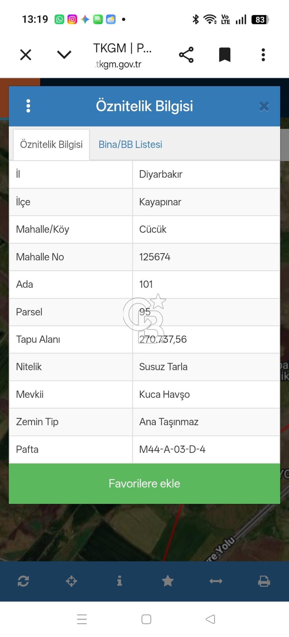 KAYAPINAR/CÜCÜK MAH'DE İMARA YAKIN UYGUN FİYAT SATILIK TARLA