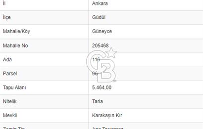 CB ELİTTEN GÜDÜL GÜNEYCE TERMAL BÖLGEYE ÇOK YAKIN 5464 M² TARLA