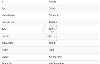 CB ELİTTEN GÜDÜL GÜNEYCE'DE 459 M² TEK TAPU İMARLI ARSA