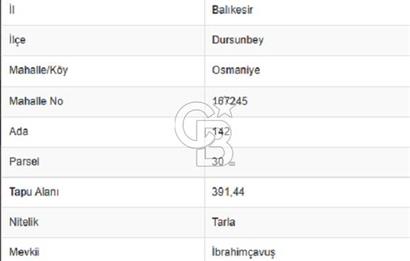 Balıkkesir Dursunbey Kızılöz 735 M2 Satılık Tarla