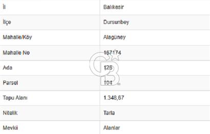 Balıkkesir Bigadiç Meyvalı 840 M2 Satılık Tarla