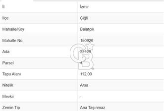 İzmir Çiğli Uğur Mumcu'da 112m² 2 Kat İmarlı Satılık Arsa CB PH - 2 - 363810