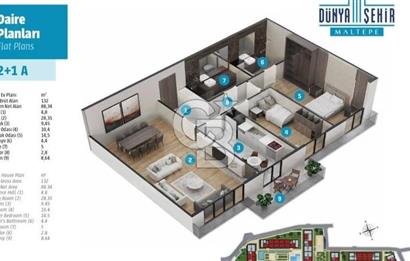 Maltepe Dünya şehir satılık 2+1 daire A tipi 88m2 Eylül teslim