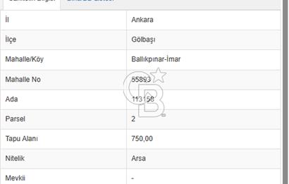 CB Vizyon'dan GÖLBAŞI BALLIKPINAR MAHALLESİ'NDE SATILIK ARSA
