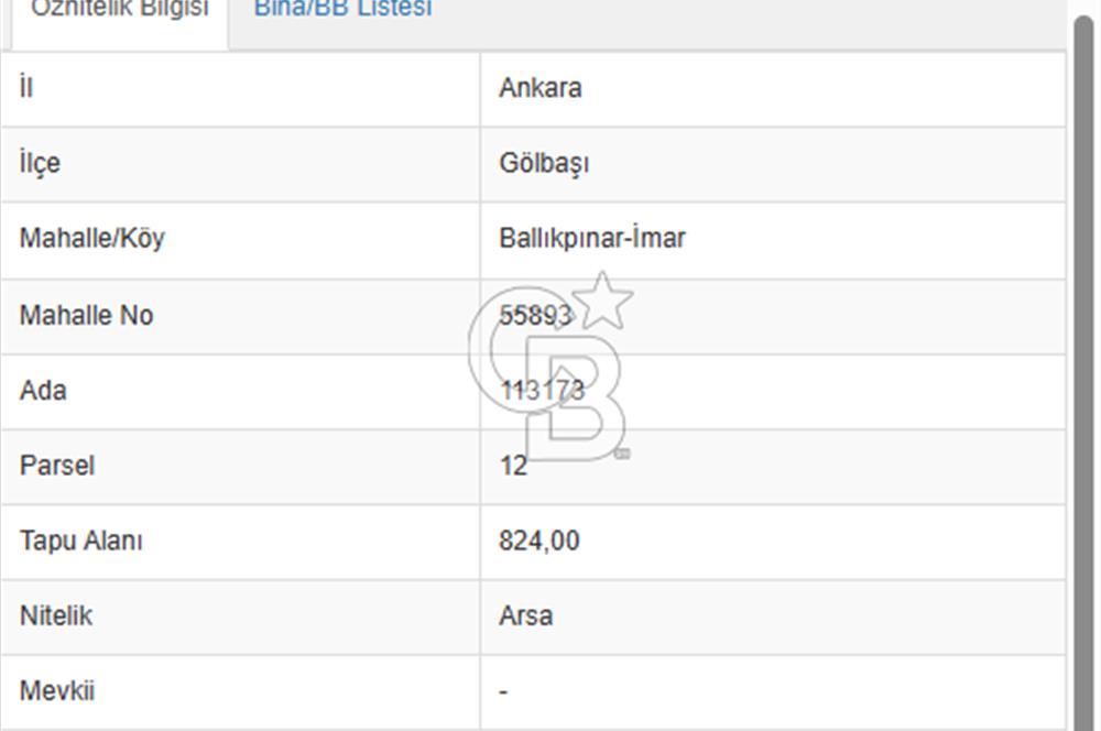 CB Vizyon'dan GÖLBAŞI BALLIKPINAR MAHALLESİ'NDE SATILIK ARSA