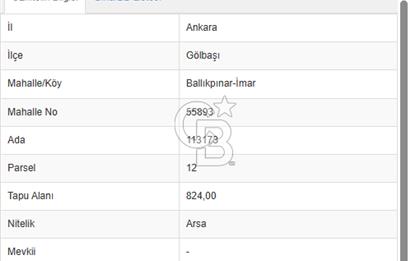CB Vizyon'dan GÖLBAŞI BALLIKPINAR MAHALLESİ'NDE SATILIK ARSA