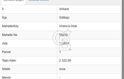 Cb Vizyon'dan GÖLBAŞI BAHÇELİEVLER MAHALLESİ'NDE TEK TAPU ARSA
