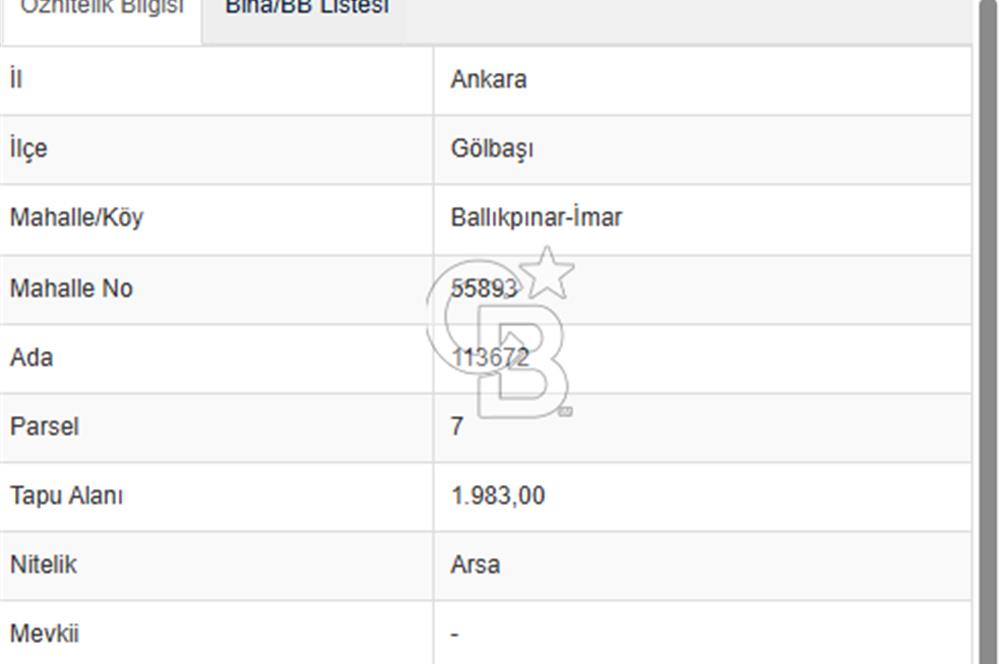 CB Vizyon'dan GÖLBAŞI BALLIKPINAR MAHALLESİ'NDE TEK TAPU ARSA