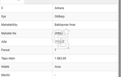 CB Vizyon'dan GÖLBAŞI BALLIKPINAR MAHALLESİ'NDE TEK TAPU ARSA
