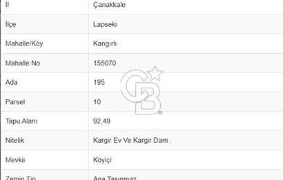Çanakkale Lapseki Kangırlı'da Satılık 249 m² Arsa ve Eski Ev