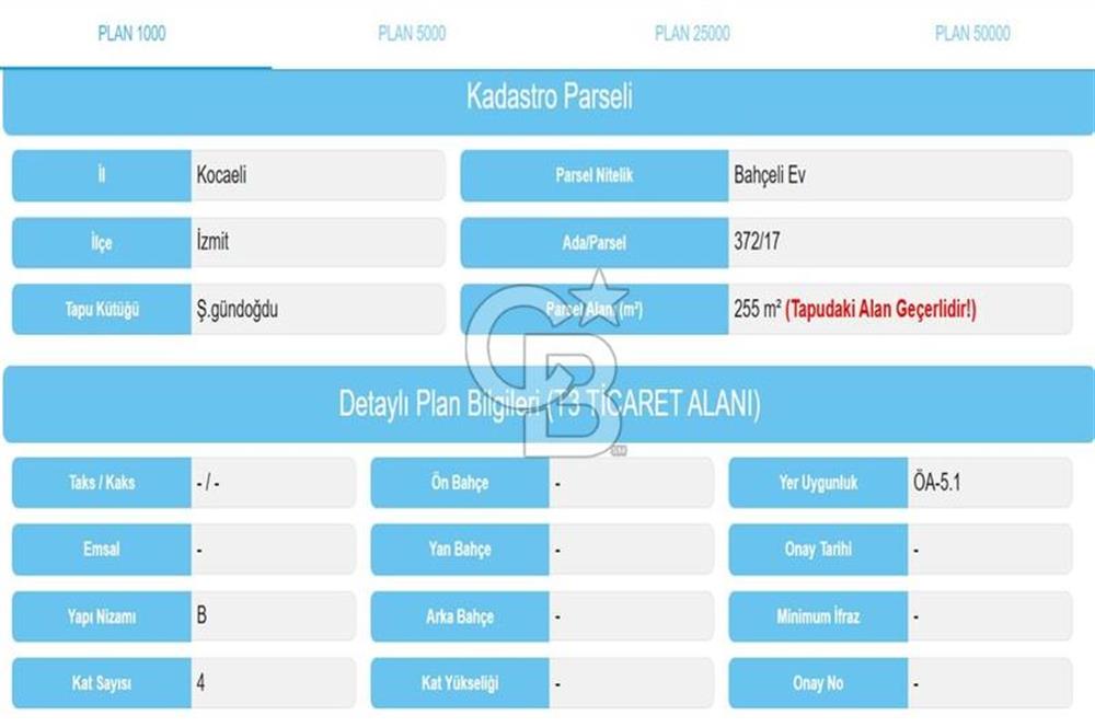 İZMİT BEKİRDERE'DE SATILIK 255 m² 2 CEPHELİ TİCARİ İMARLI ARSA