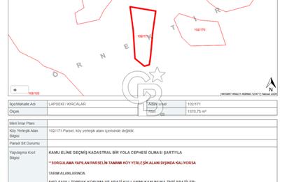Lapseki Kırcalar'da Satılık Uygun Fiyatlı Yatırımlık Tarla