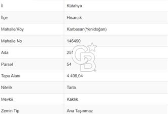KÜTAHYA HİSARCIK'TA KADASTRAL YOLA CEPHE 4406m2 YATIRIMLIK TARLA - 2 - 365402