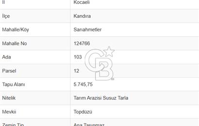 KOCAELİ KANDIRA SARIAHMETLERDE 5745 m² SATILIK TARLA