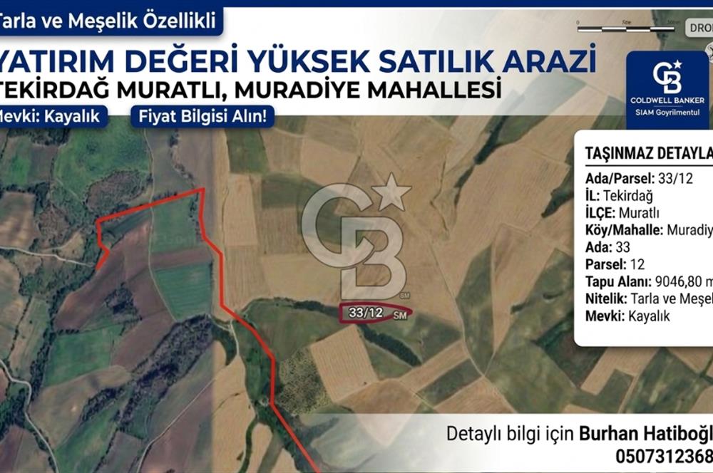 TEKİRDAĞ MURATLI MURADİYE MAHALLESİ YATIRIM DEĞERİ YÜKSEK ARAZİ