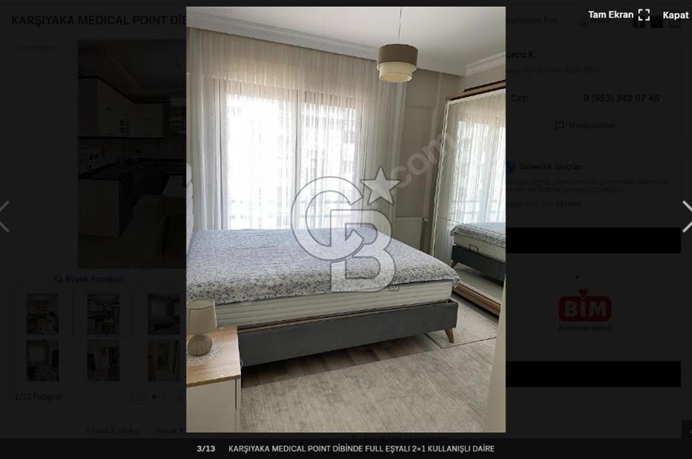 Karşıyaka Medical Poınt Yanında, Eşyalı 2+1 Kiralık Daire