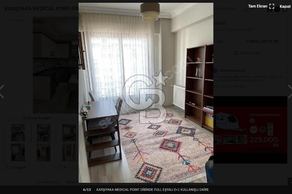 Karşıyaka Medical Poınt Yanında, Eşyalı 2+1 Kiralık Daire
