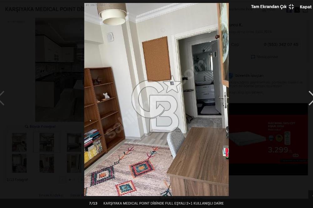 Karşıyaka Medical Poınt Yanında, Eşyalı 2+1 Kiralık Daire