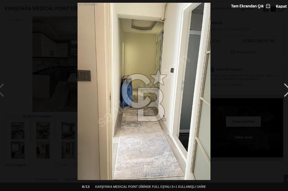 Karşıyaka Medical Poınt Yanında, Eşyalı 2+1 Kiralık Daire