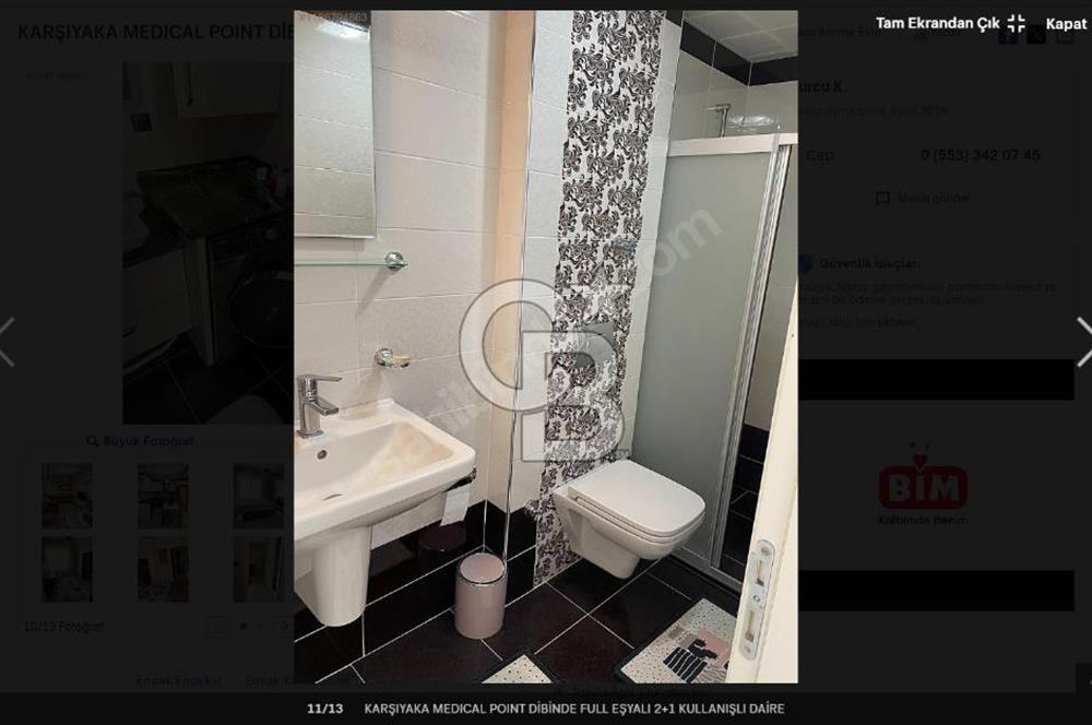 Karşıyaka Medical Poınt Yanında, Eşyalı 2+1 Kiralık Daire
