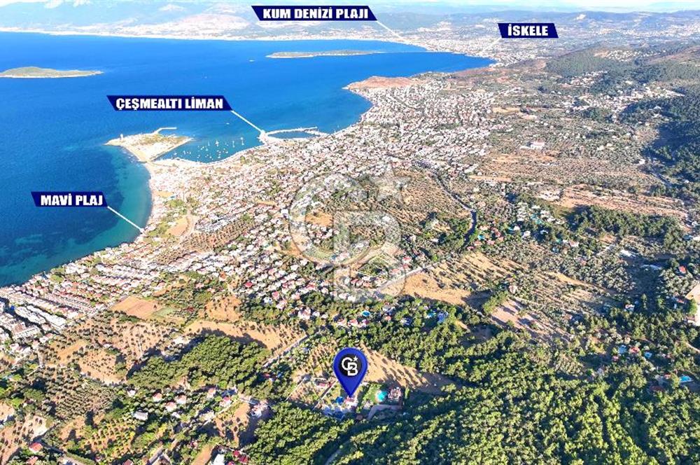 Urla Çeşmealtında 3.813 m² İçinde Deniz Manzaralı Villa Satılık