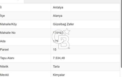 Alanya Güzelbağ Sanayi İmarlı Satılık Arsa