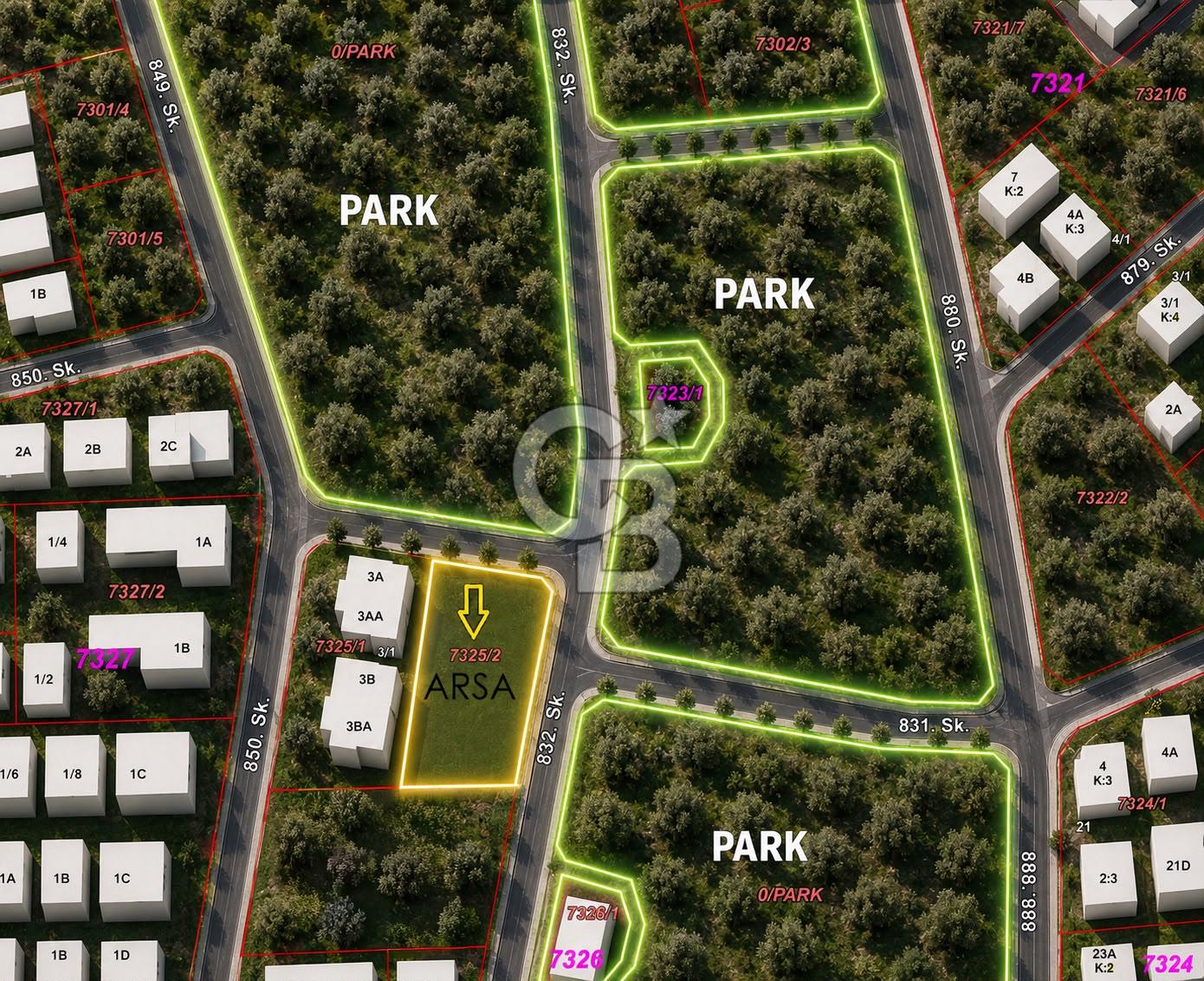 GÜMÜŞTEPE VİLLA İMARLI ARSA-KÖŞE PARSEL -3 TARAFI PARK ALANI -