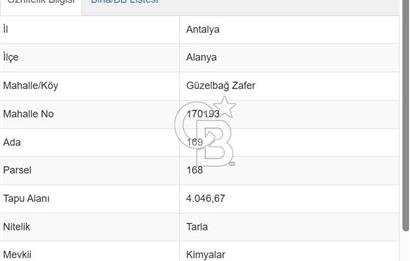 Alanya Güzelbağ Sanayi İmarlı Satılık Arsa