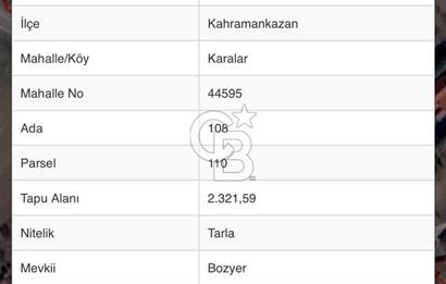 ANKARA KAHRAMANKAZAN KARALAR BOZYER MEVKİİ SATILIK TARLA