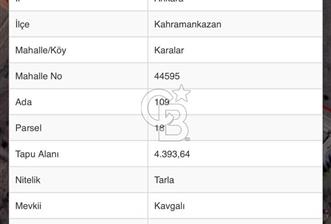 ANKARA KAHRAMANKAZAN KARALAR KAVGALI MEVKİİ SATILIK TARLA - 3 - 365780
