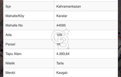 ANKARA KAHRAMANKAZAN KARALAR KAVGALI MEVKİİ SATILIK TARLA