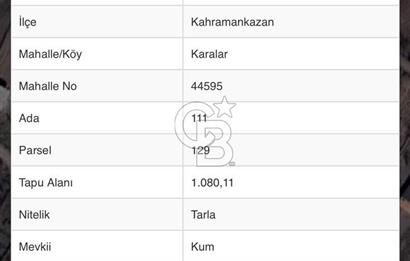 ANKARA KAHRAMANKAZAN KARALAR KUM MEVKİİ SATILIK TARLA