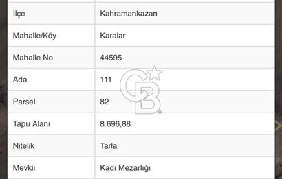 ANKARA KAHRAMANKAZAN KARALAR KADI MEZARLIĞI MEVKİİ SATILIK TARLA