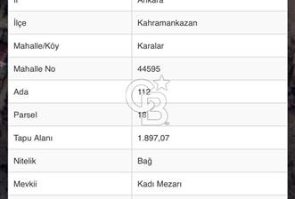 ANKARA KAHRAMANKAZAN KARALAR KADI MEZARI MEVKİİ SATILIK TARLA - 1 - 365784
