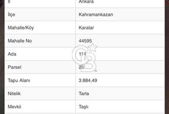 ANKARA KAHRAMANKAZAN KARALAR TAŞLI MEVKİİ SATILIK TARLA - 12 - 365803