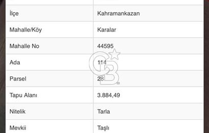 ANKARA KAHRAMANKAZAN KARALAR TAŞLI MEVKİİ SATILIK TARLA